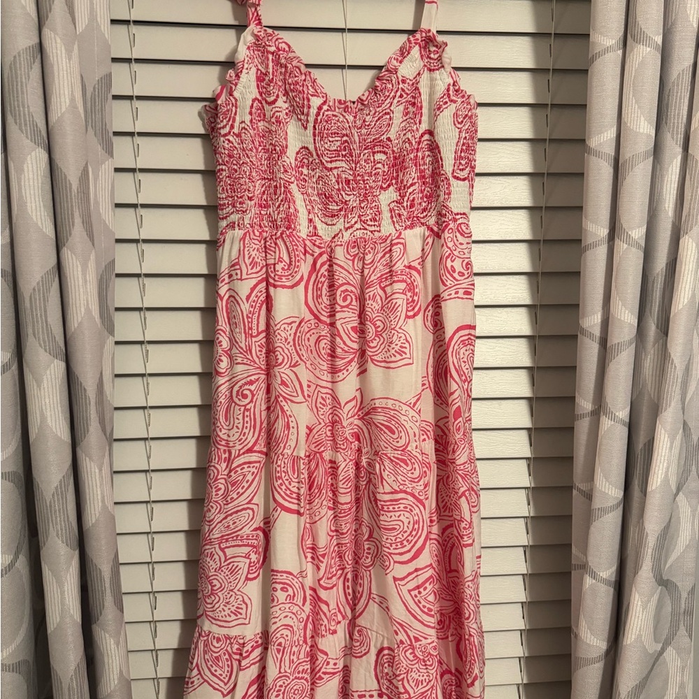 Aqua Pink and White Patterned Top